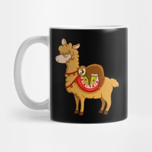 Cute & Funny Sloth Riding Llama Animal Friends Mug